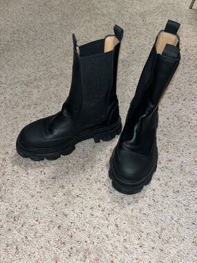 Ganni Black Platform Chelsea Boots